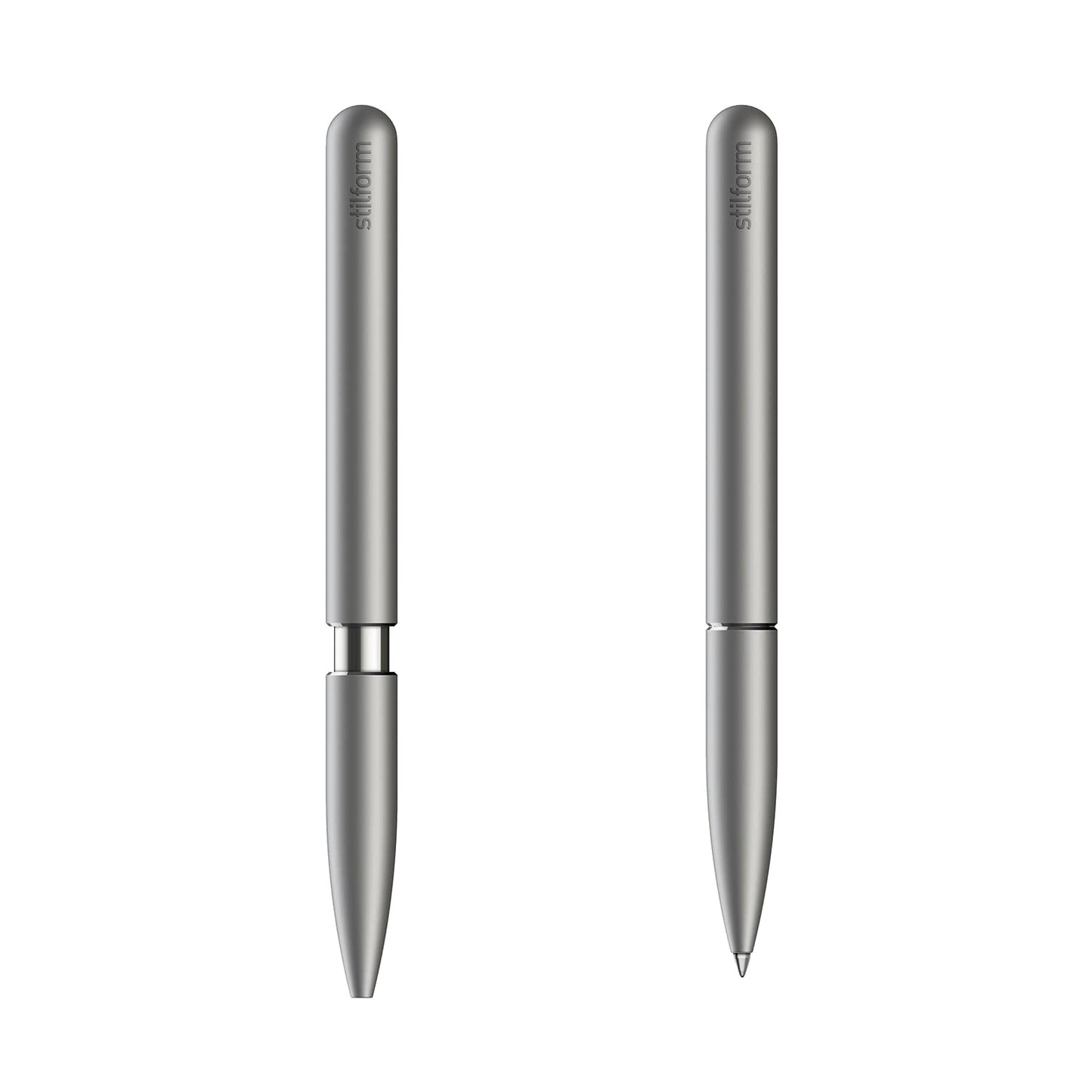 stilform 200036 Ballpoint Pen - Patented Sliding Cap with Magnetic Mechanism - Matt Titanium