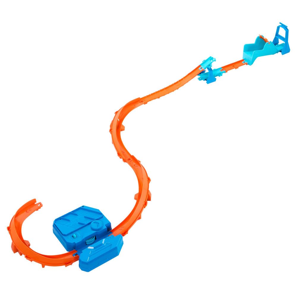 Hot Wheels Toy Car Track Set, Deluxe Building Box with Motorized Booster, 1:64 Scale Vehicle, Speed Snap Track, Boosted Jump Speedway