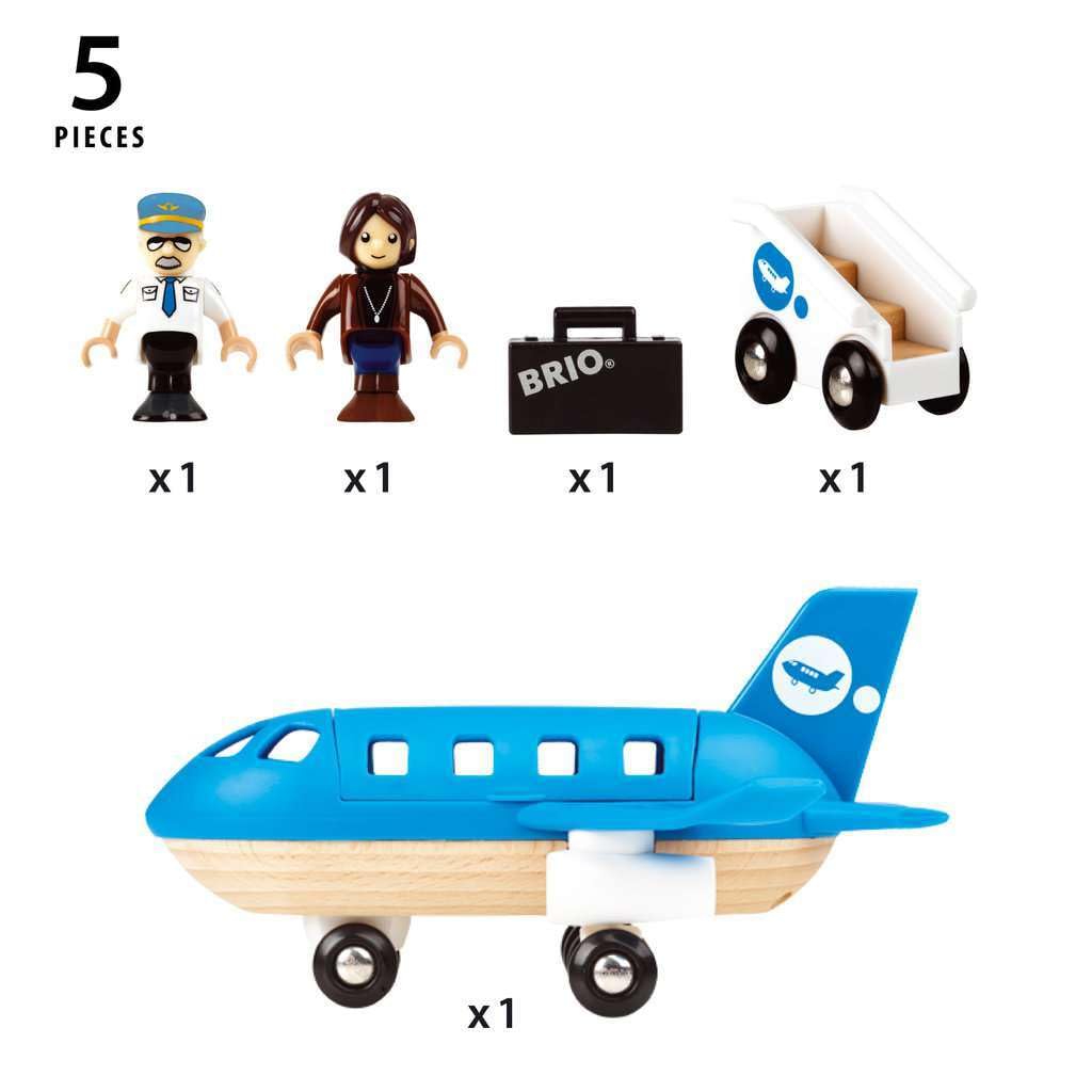 BRIO World - 33306 Airplane | Stimulating Wooden Toy Plane Set | Enhances Creativity and Logical Thinking | Compatible with BRIO Railway Toys | for Kids Aged 3+