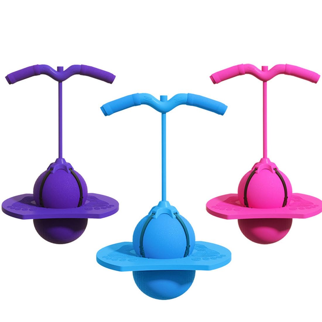 Balance Jumping Ball,Pogo Jumper with Handle and Ball Pump,High Jump Toy Bounce Jump Trick Board with Non-Slip Footpads,Perfect for Balance & Coordination (Blue)