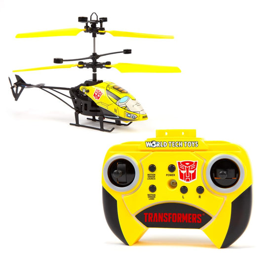 World Tech Toys Hasbro Transformers Bumblebee RC Helicopter – Easy-Fly Remote Control Helicopter with LED Lights, Durable Body, Coaxial & Rear Rotors – Kids 8+