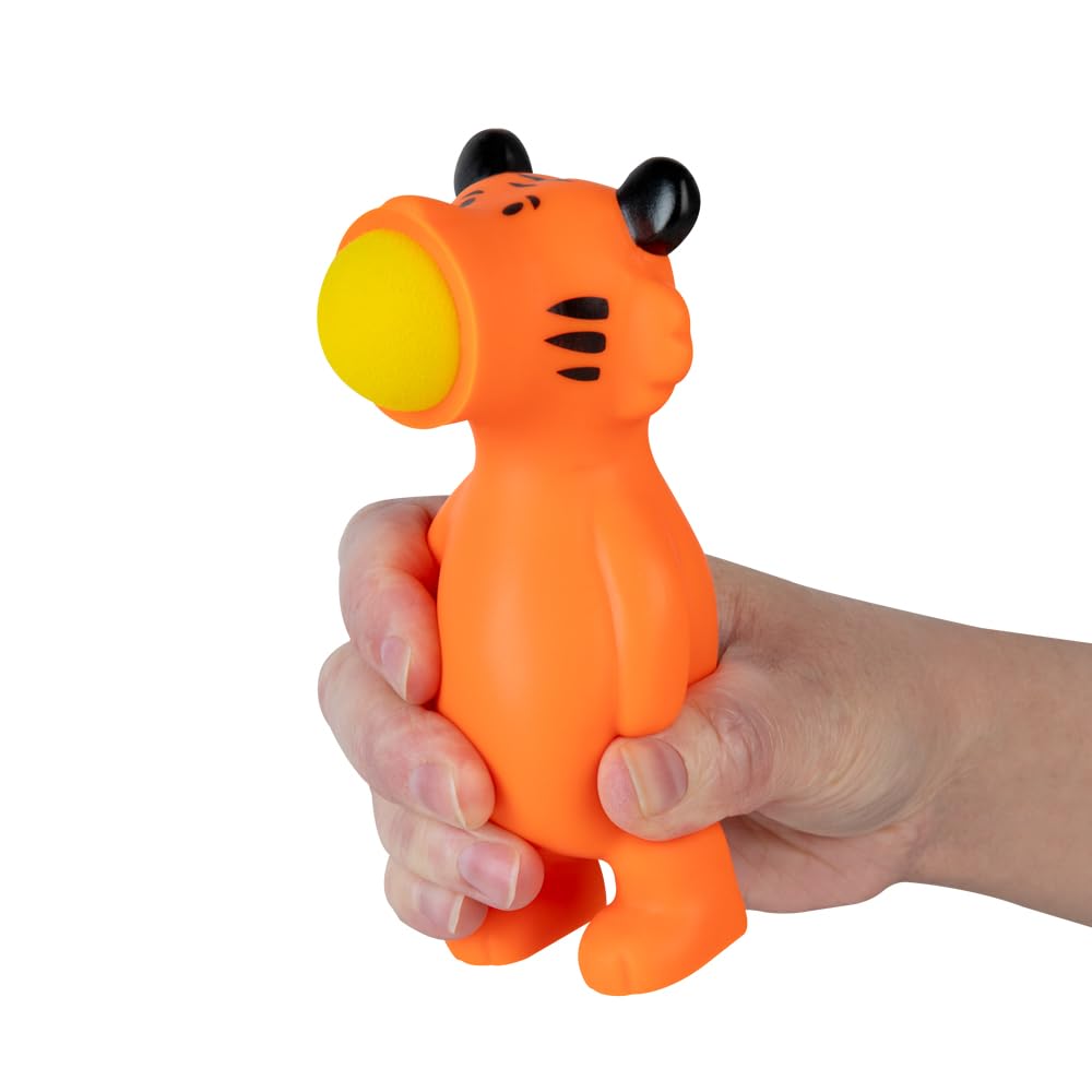 ORB Curiosities Pop-Petz Ultra Zoo 2 Pack - Gorilla and Tiger Squeeze & Launch Ball Popper Toys w/ 5 Foam Balls Each - Ball Shooting, Stress Relieving, Squishy Sensory Animal Toys for Kids