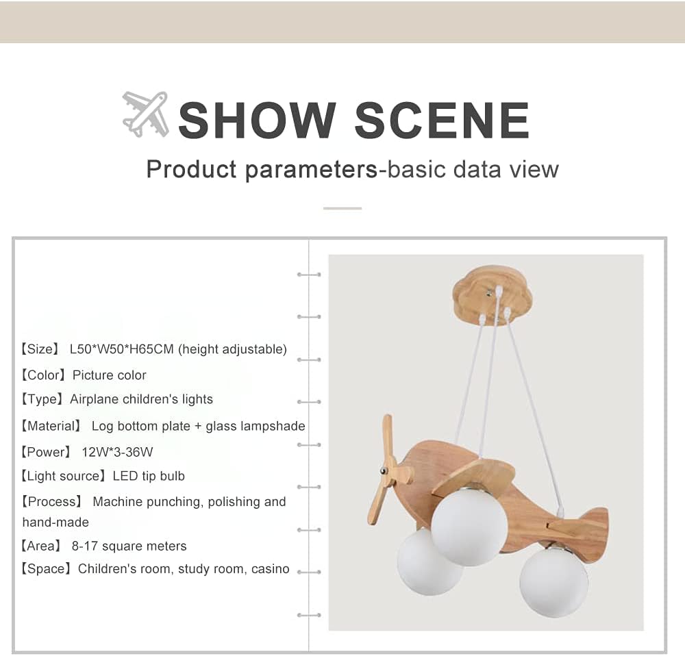 Creative Airplane Hanging Lamps Wood Kids Room Light Fixture Cartoon Aircraft Led Chandeliers for Bedroom Boys Room Toys Room
