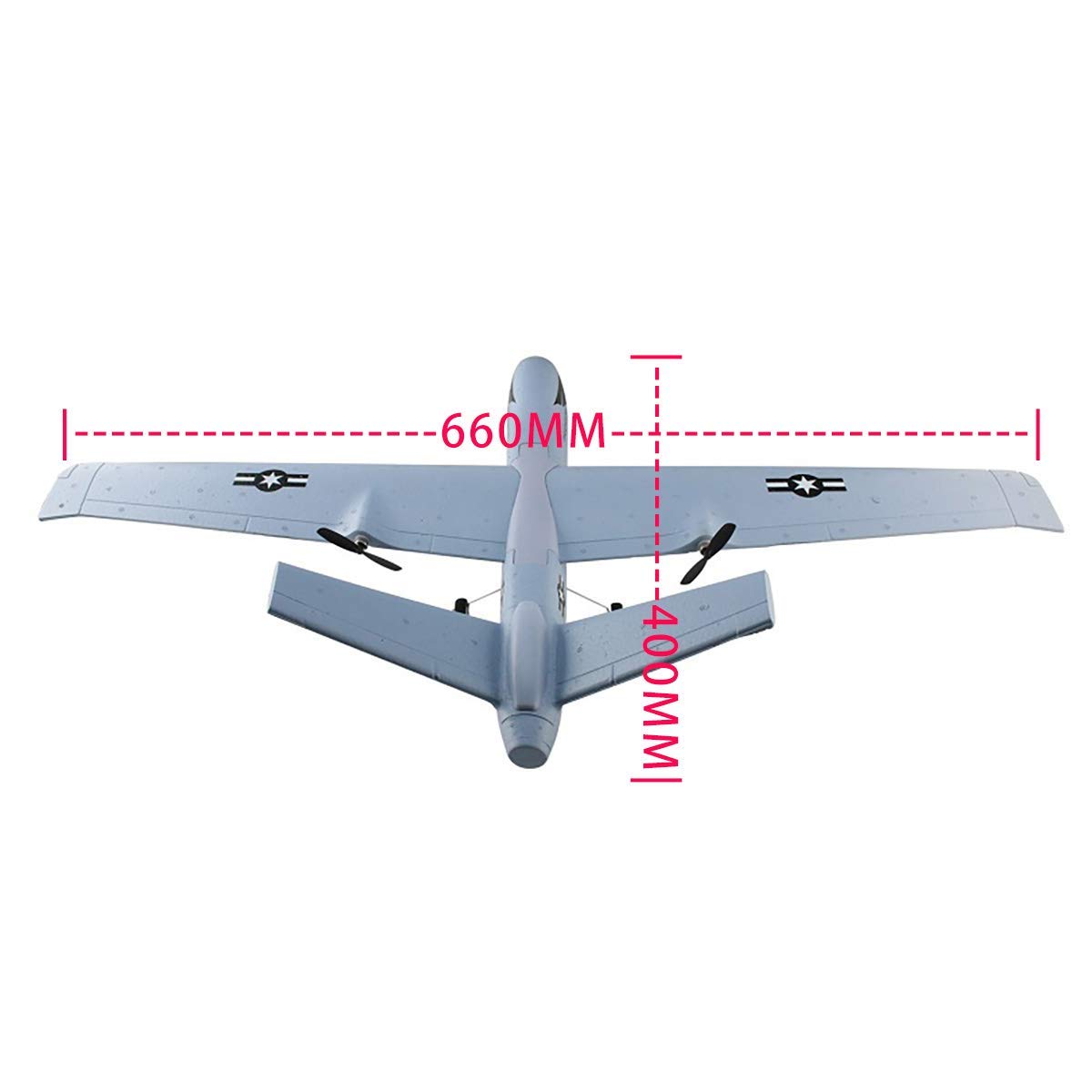 RC Plane Remote Control Airplane - 2.4Ghz 2 Channels DIY RC Predator Aircraft with 3-Axis Gyro for Beginner RC Plane with 2 Batteries, Wingspan 660mm