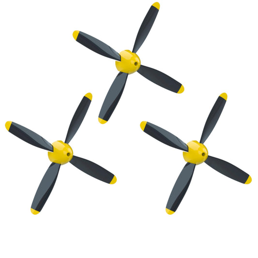 LEAMBE 3 Sets of 4-Blade Propeller Spare RC Plane Propellers Compatible with P51 Mustang & P40 Warhawk Remote Control Airplane Nose Cone