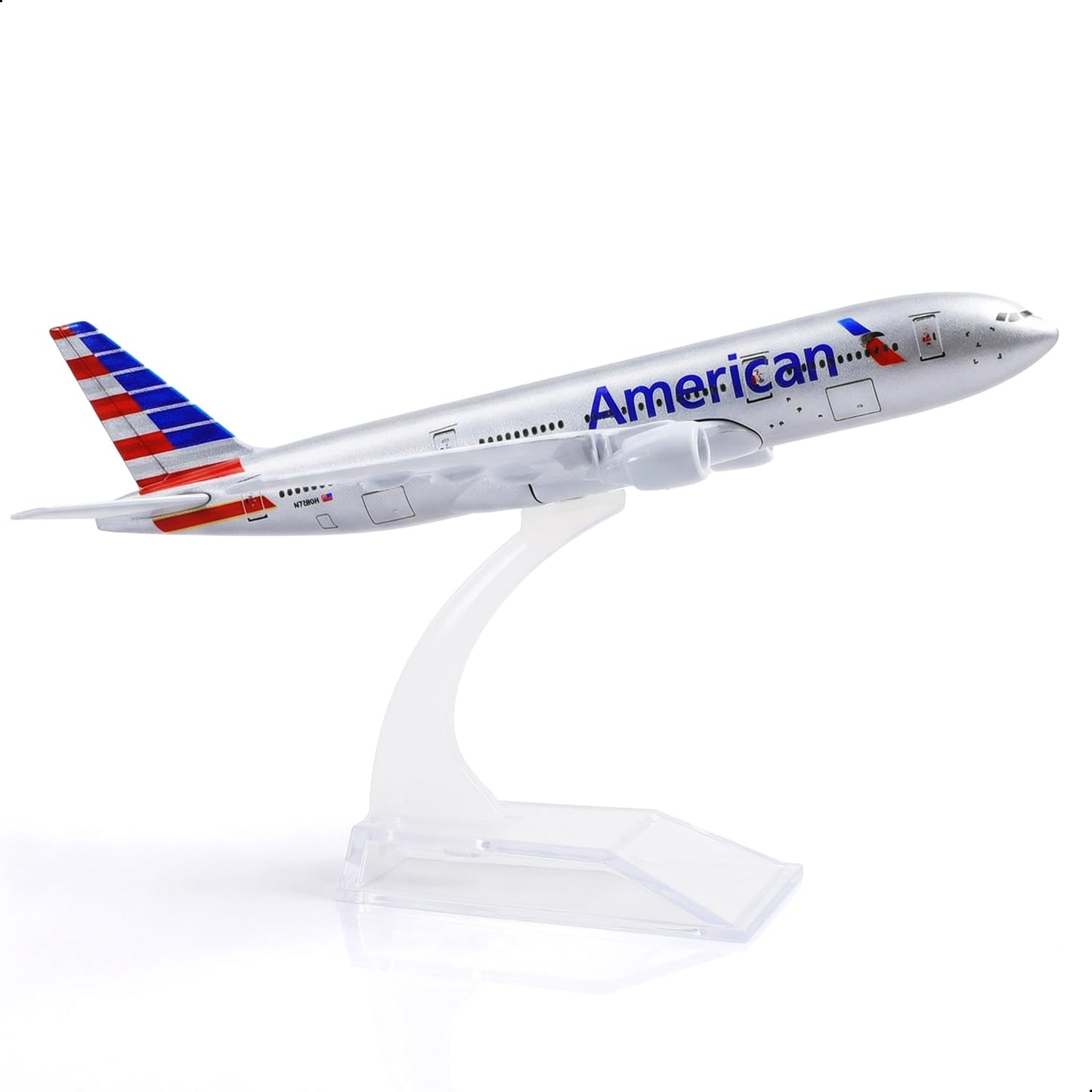 QIYUMOKE 1/400 Compatible for Boeing 777 AA Airplane Model 15cm Die-cast Aircraft with Stand, American Plane Replica for Desktop Decor, Collectible Gift for Adults & Aviation Enthusiasts