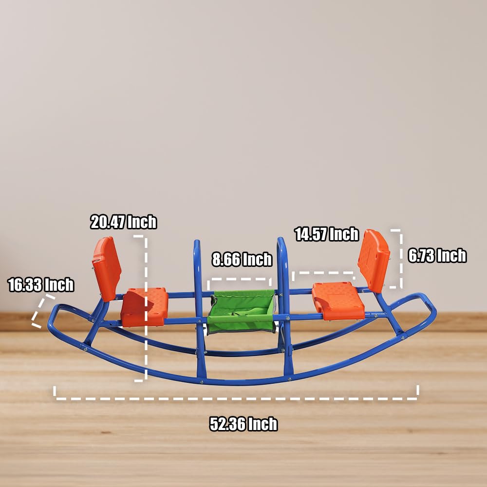 PLATPORTS Double Rocking Seesaw – 2-Seater Teeter Totter for Kids Ages 3-5 – Outdoor Ride-On Playground Toy for Two Children – Durable Steel Rocking Chair Seesaw for Backyard Fun