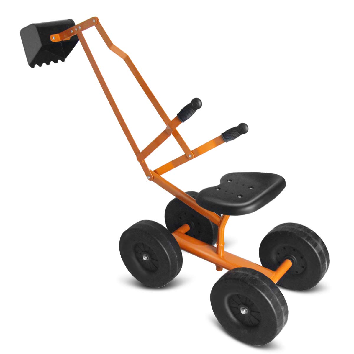HONEY JOY Ride on Sand Digger, Metal Sit on Crane Sandbox Digger Toy with Seat & Handle, Toddlers Excavator Ride on Toy for Backyard, 4 Wheeler Kids Big Digger Backhoe for Boys Girls