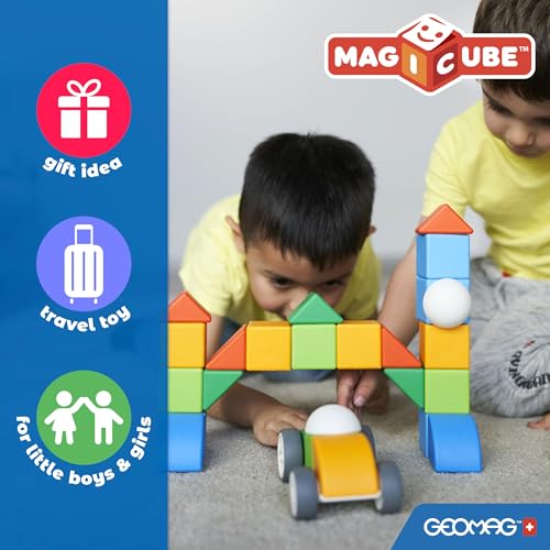 Geomag Magicube Magnetic Blocks, 16 Large Magnetic Cubes Safari Animals STEM Toy, Sensory Toys for Toddlers 1-3, Building Blocks for Kids, Fun Toddler Toys 1-2 yrs