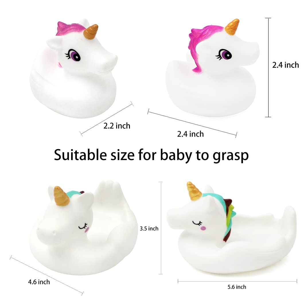 Baby Bath Toys,Cute Unicorn Bath Toys for Toddlers,Squirt Bathtub Toys for Boys Girls,Rubber Floating Shower Toys Gifts 4pcs Set