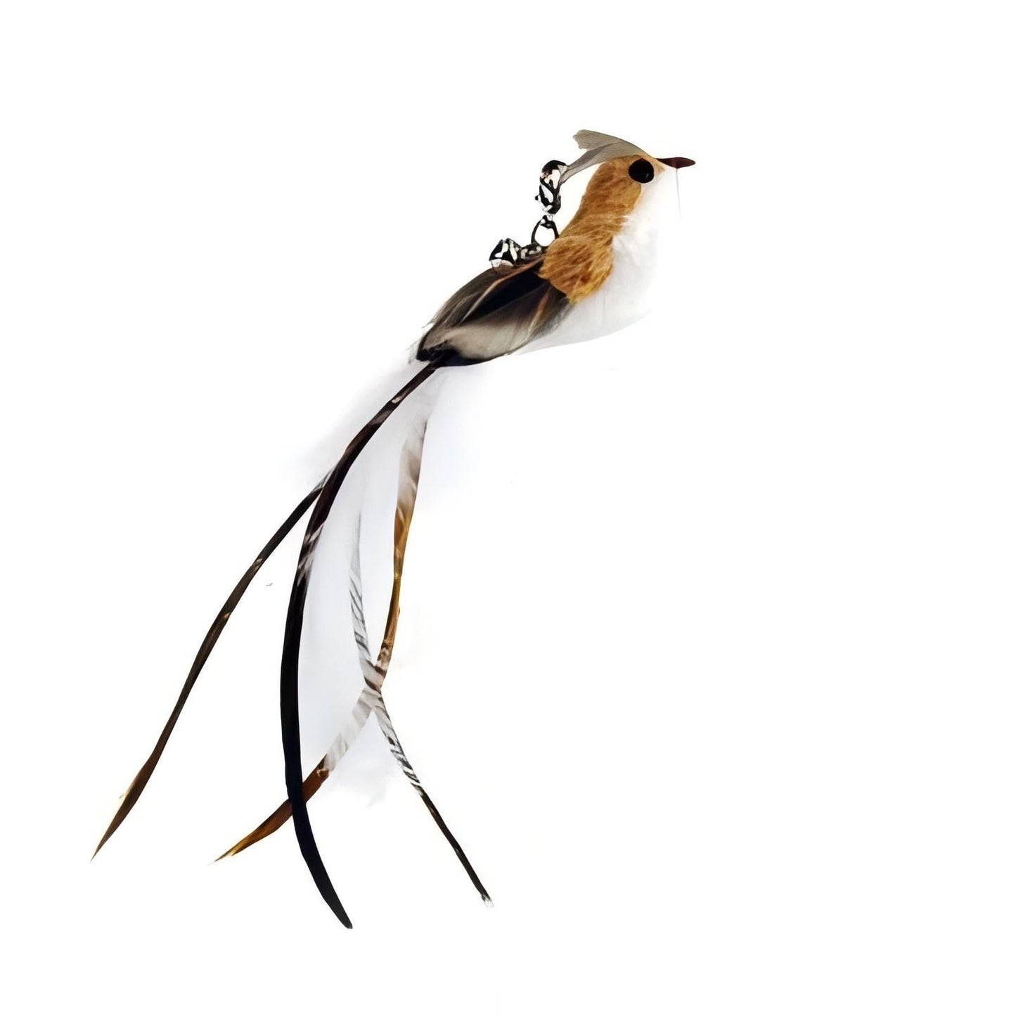 CUTIE PAW PAL Interactive Suction Cup Cat Toy for Indoor Cat, Long Tail Feather Bird, Spring Wire Suctions to Ground, Hands Free Bird Simulation Cat Toy Wand Set that Sticks to Floor, Feathers & Bells