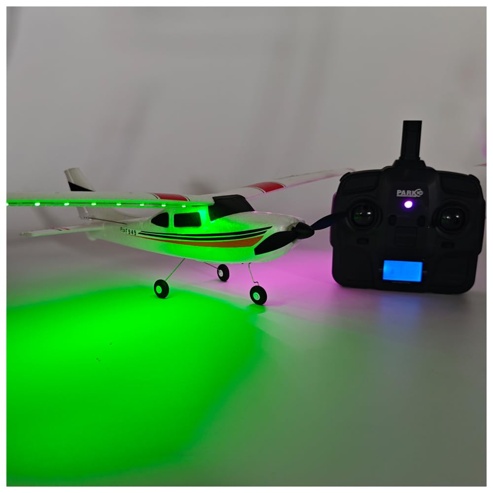 Park10 Toys RC Airliner F949pro 3CH 3D6G RC Plane for Beginner 1020 Motor 2.4GHZ LED RC Airplanes for Adults CESSNA-182 RTF RC Glider with 2 Batteries Replaceable Parts (LED 2BSL)