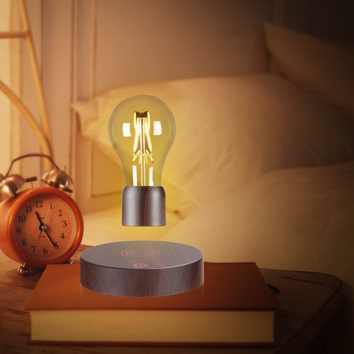exekoml Levitating Light Bulb Lamp Floating and Spinning LED Bulb Light 360 Degree Rotating Magnetic Levitation Bulb Night Lights Table Lamps Home Office Decoration Desk Tech Toys