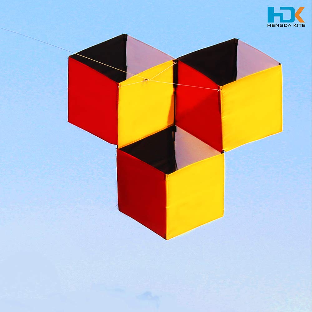 HENGDA KITE for Kids & Adults, 3D Magic Cube Box Kite Single Line Kite Flying for Children Kids Outdoor Toys Beach Park Playing