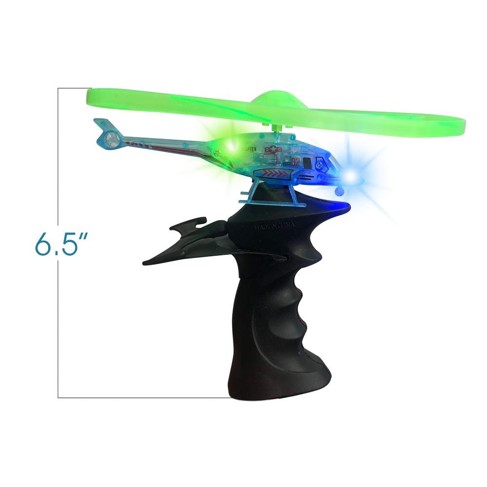 ArtCreativity Light Up Flying Helicopter Toys for Kids – Set of 2 with LED Lights, Handheld Launcher, Soars Over 8 Feet – Outdoor Indoor Party Favors, Birthday Gifts for Boys & Girls Ages 3+