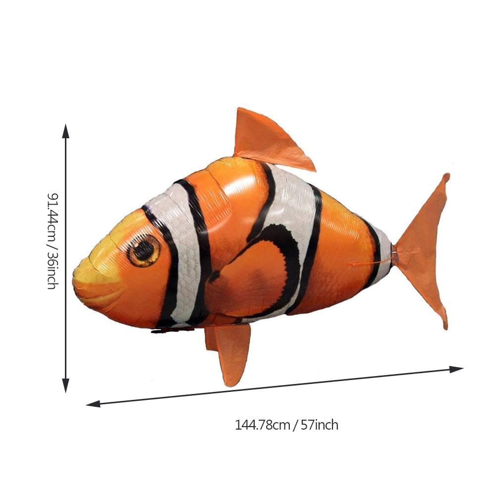 AUOK Remote Control Shark Toys Infrared RC Flying Clown Fish Balloon - Anti-Gravity Indoor Toy with Mid-Air Hovering for Fun Party Decorations & Gifts (Orange)