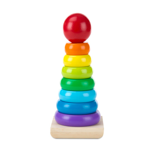 Melissa & Doug Rainbow Stacker Wooden Ring Educational Toy - Wooden Stacking Rings, Stacker Toys for Toddlers Ages 2+