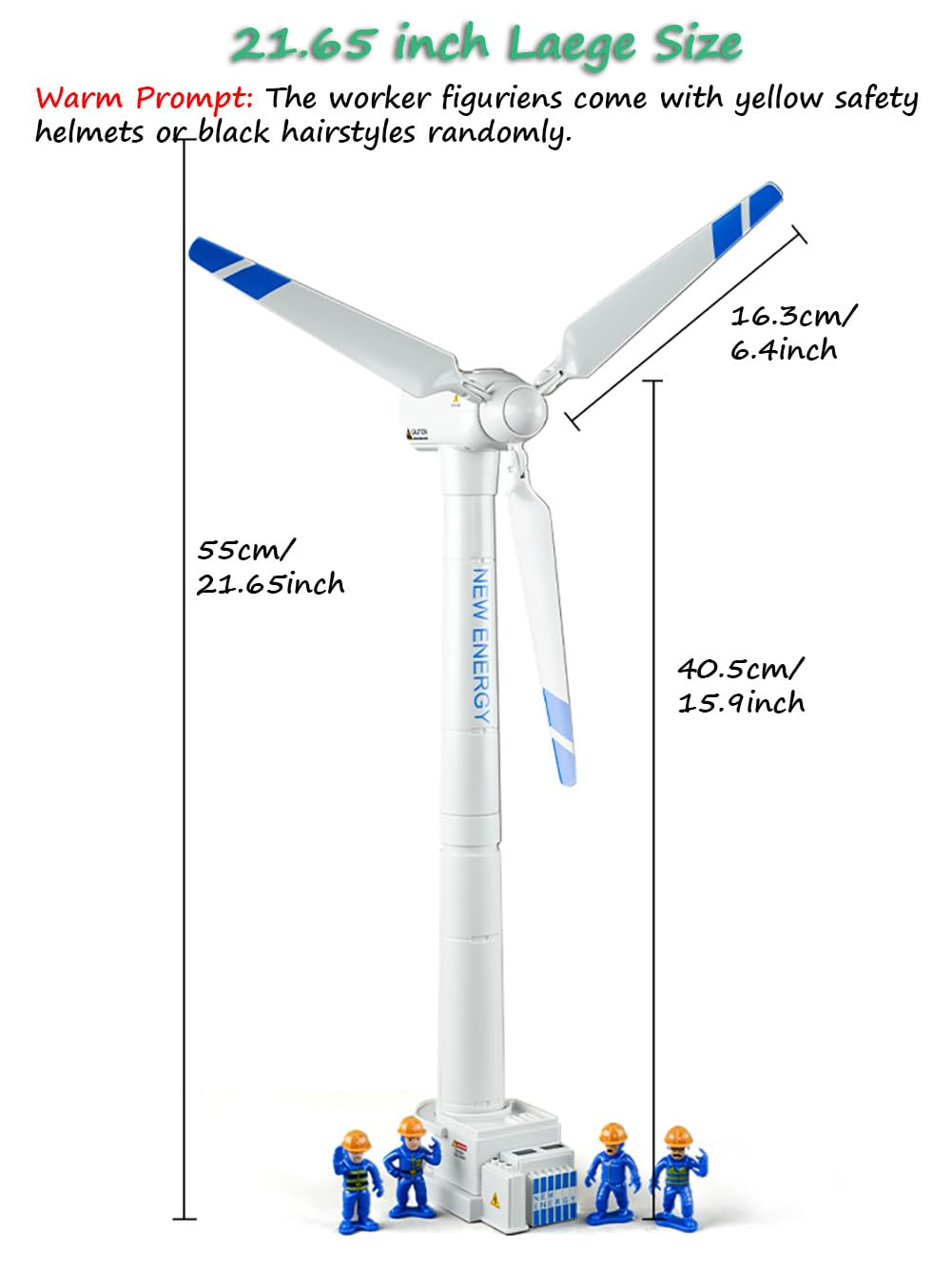 Miracland Wind Turbine Toy, 21.65 Inch Large Size Windmill Toy Clockwork Generator Model STEM Science Kit