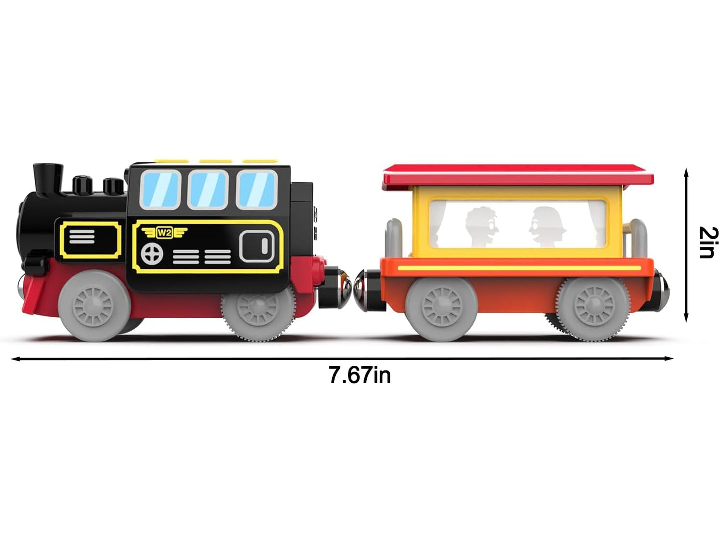 TOPLIVING Motorized Train Toys for Toddlers, Battery Operated Locomotive Train for Wooden Tracks, Trains Accessories Compatible with Thomas, Brio, Chuggington, Melissa and Doug (Battery Not Included)