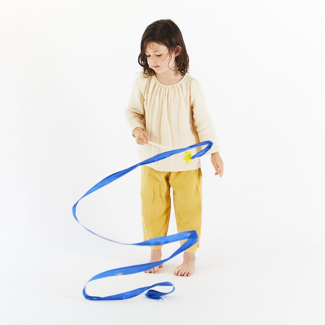 Sarah's Silks Starry Night Streamer - Pretend Play, Dance, Baton Stick Twirling, and Gymnastics Party Favors | 100% Silk and Wood Montessori and Waldorf Toys, 1 Piece