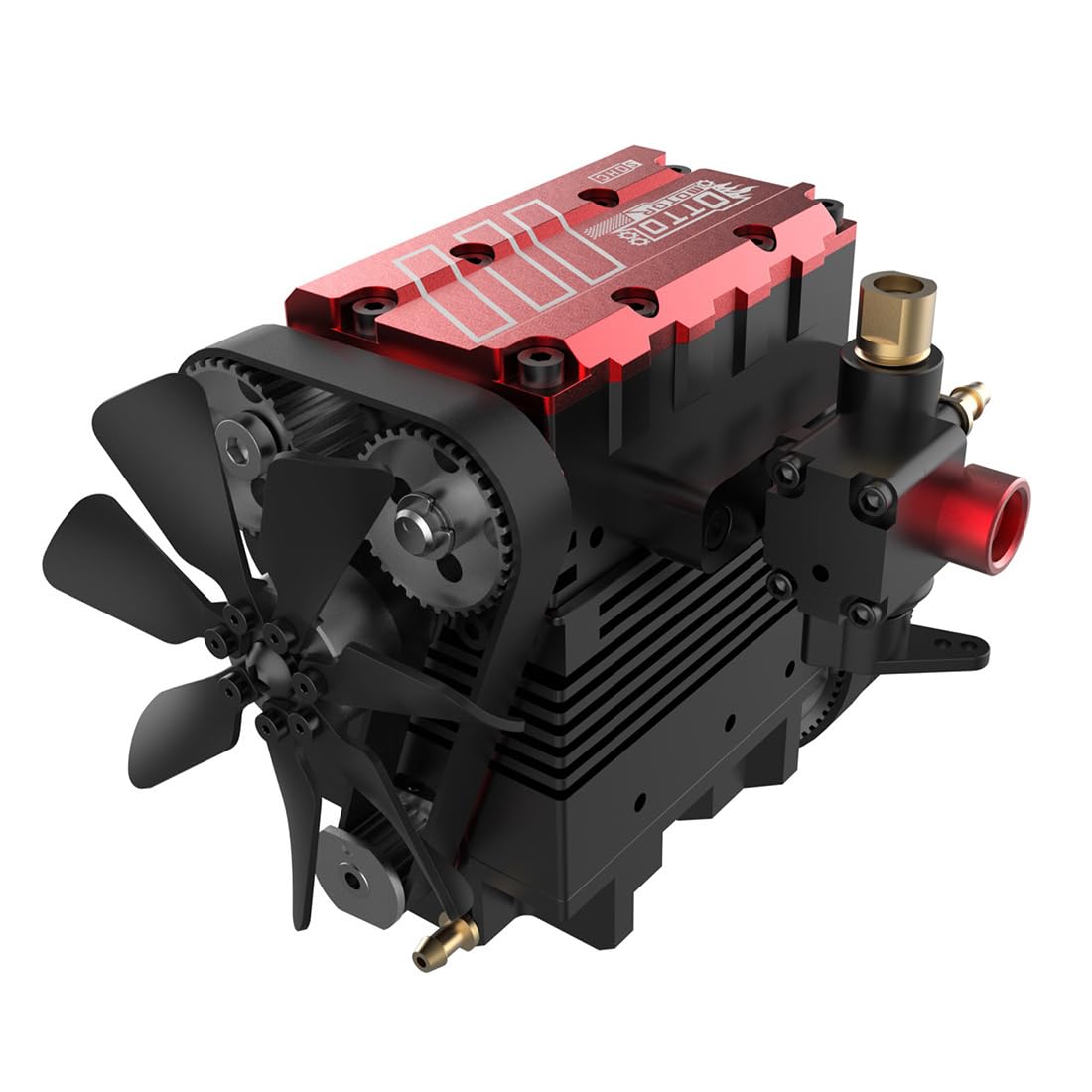 OBIOCKIDAY Mini Engine Kit That Runs, OTTO Motor FS-L200AC Engine Model Kit Inline Double-Cylinder Four-Stroke Air-Cooled Metal DIY Assembly L2 Engine Set, Decor Gift for Adults