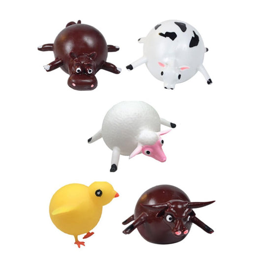 NUOBESTY 5Pcs Blowing Animals Toy Inflatable Balloon Squeeze Ball Kids Party Balloons Easter Gift Random Style