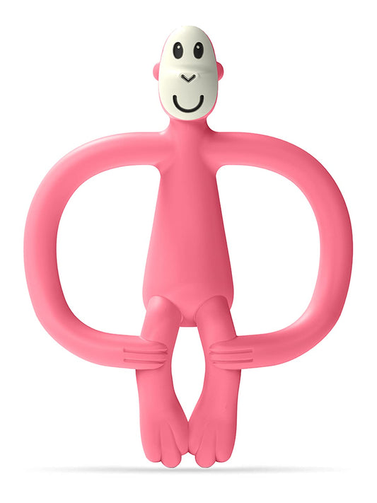 Matchstick Monkey Silicone Teether & Gel Applicator – Silicone Baby Teether, Easy-to-Grip, BPA-Free, Supports Self-Soothing & Early Brushing, 3 Months+, 4 Inches, Pink