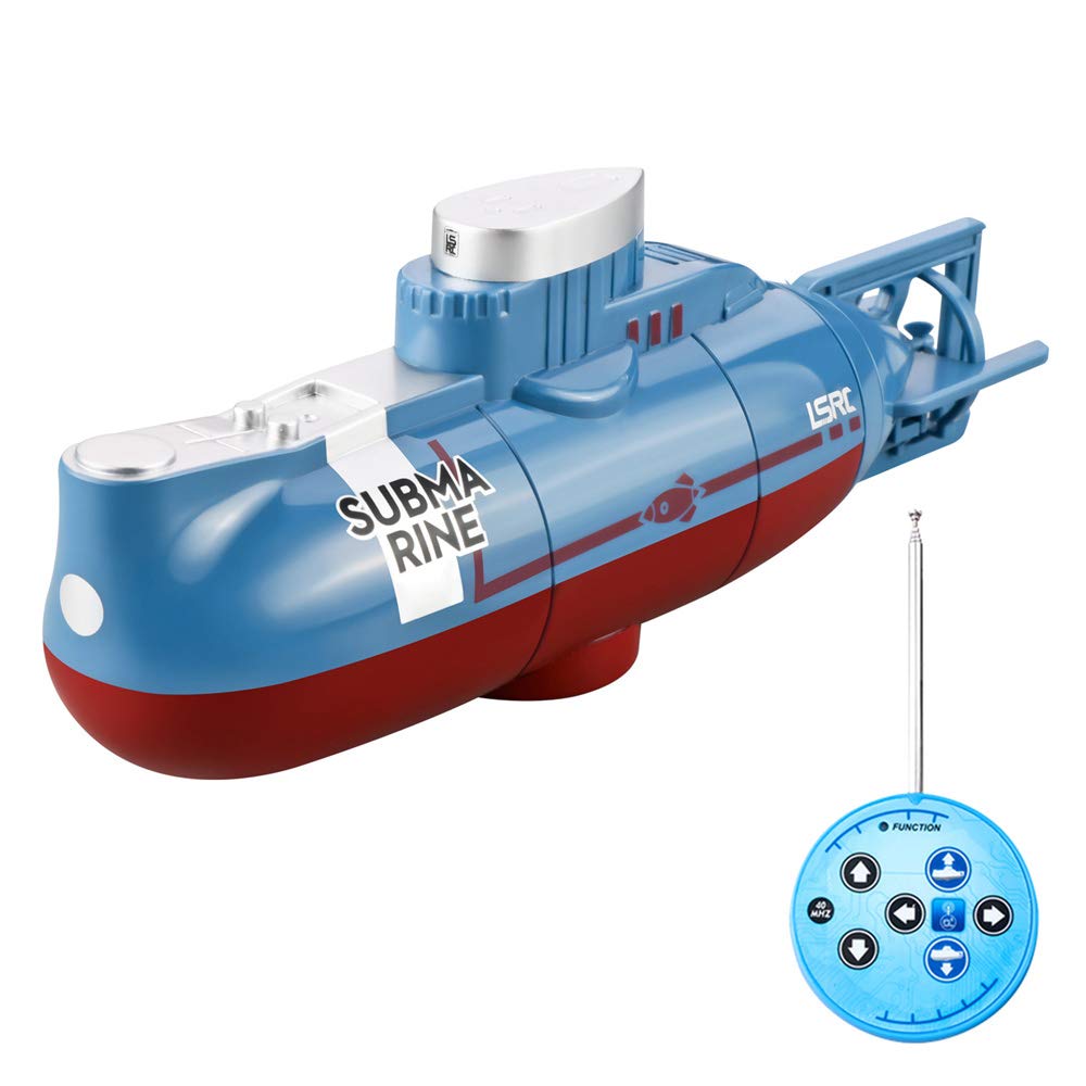 GoolRC Mini RC Submarine, LSRC-SMI Remote Control Boat Waterproof Diving Toy (Blue)