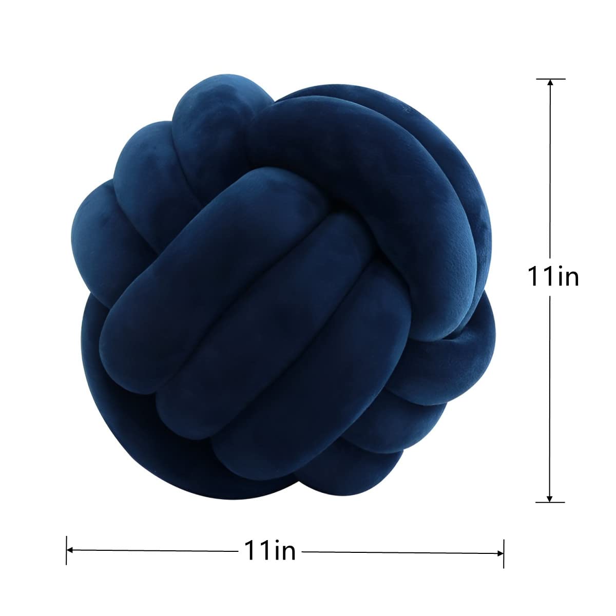 PUXU Knot Pillow Ball Round Cushion Pillows, Children Room Decoration Plush Toys Calming Stress Relief Toy (Dark Blue,11in/28cm)