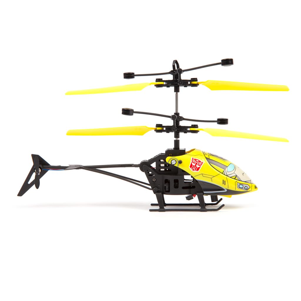World Tech Toys Hasbro Transformers Bumblebee RC Helicopter – Easy-Fly Remote Control Helicopter with LED Lights, Durable Body, Coaxial & Rear Rotors – Kids 8+