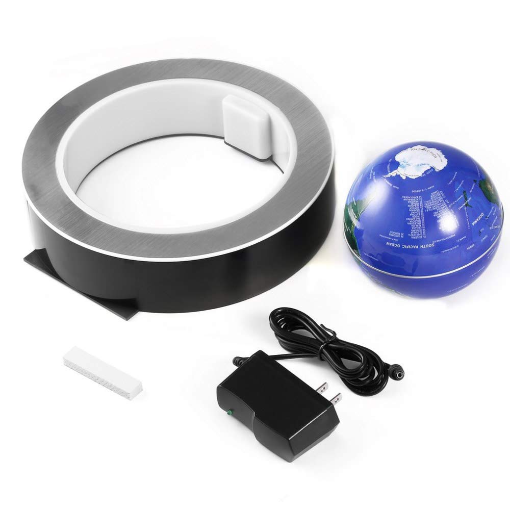 Magnetic Levitation Floating World Map with Constellations LED Light Globe 2 in 1 Anti Gravity Suspending in The Air Decoration Gadget (Blue 6 inch)