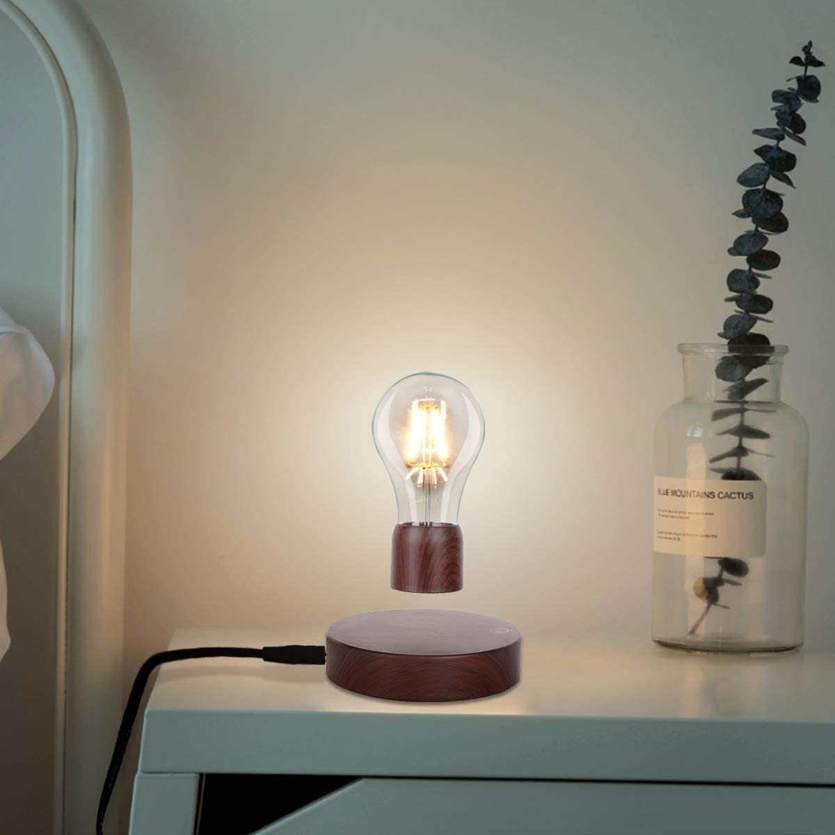 exekoml Levitating Light Bulb Lamp Floating and Spinning LED Bulb Light 360 Degree Rotating Magnetic Levitation Bulb Night Lights Table Lamps Home Office Decoration Desk Tech Toys