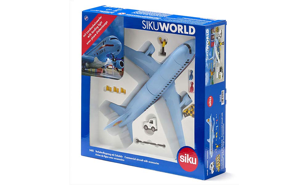 Siku 5402, Airliner with Accessories, Plastic, Light Blue, Multifunctional, Can be Combined Models of The Same Scale