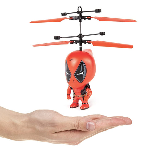 World Tech Toys Marvel Deadpool 3.5Inch Big Head Helicopter Toy – Motion-Sensored Flying Toy for Kids - Officially Licensed – Ages 6+
