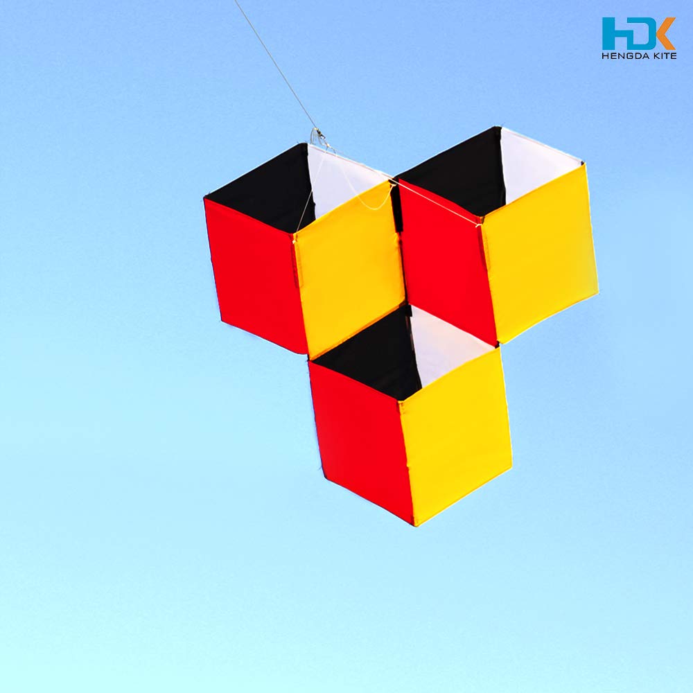 HENGDA KITE for Kids & Adults, 3D Magic Cube Box Kite Single Line Kite Flying for Children Kids Outdoor Toys Beach Park Playing