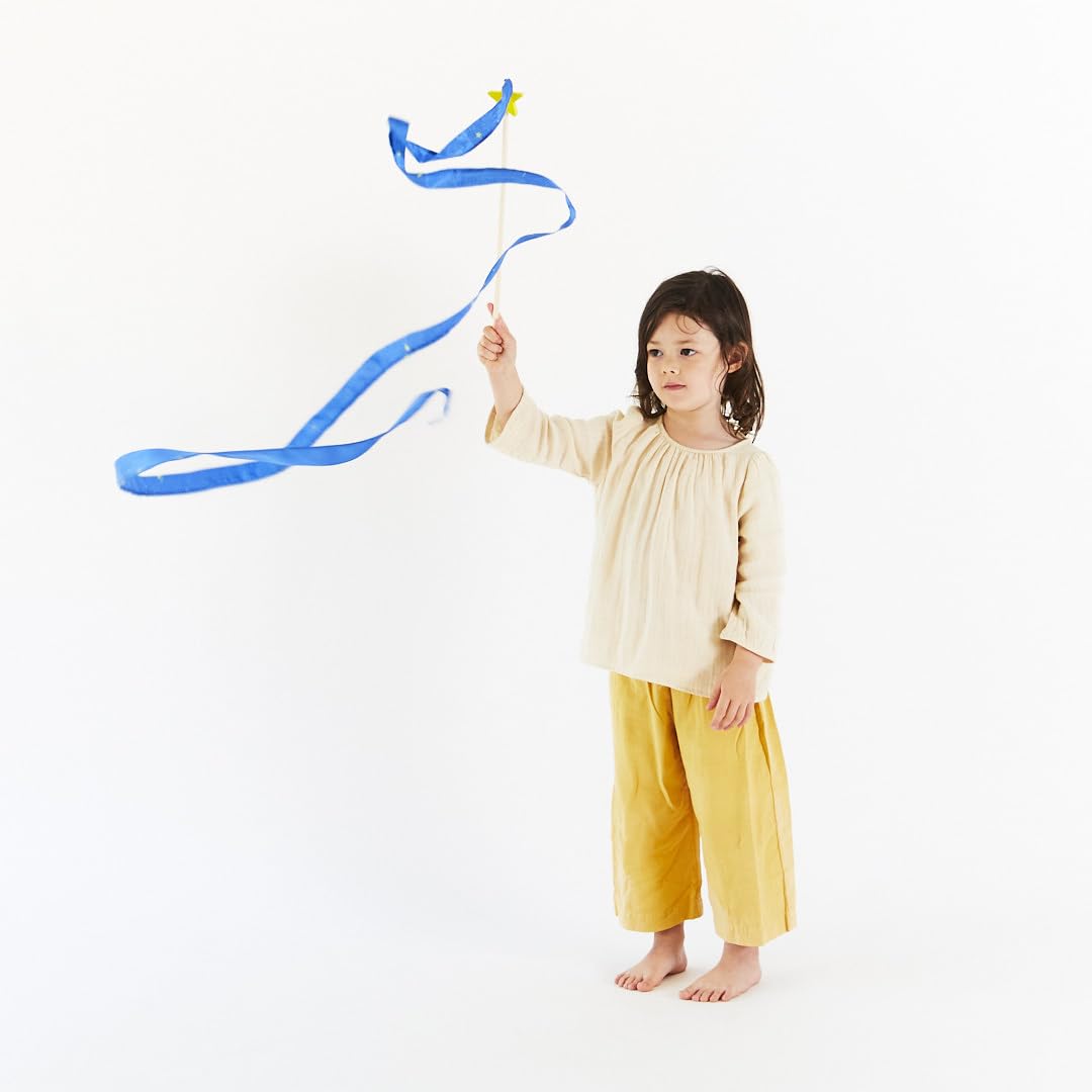 Sarah's Silks Starry Night Streamer - Pretend Play, Dance, Baton Stick Twirling, and Gymnastics Party Favors | 100% Silk and Wood Montessori and Waldorf Toys, 1 Piece
