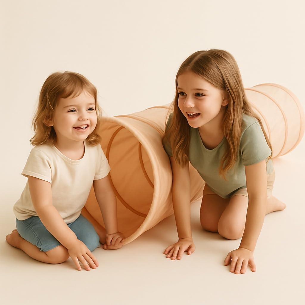 Lyla & Sage Play Co - Kids Play Tunnel - 6ft Pop Up Crawl Tunnel for Toddlers Babies - Collapsible Tunnel Toy Gift for Boy and Girl - Play Tunnel Tent Indoor & Outdoor (Canyon/Peach)