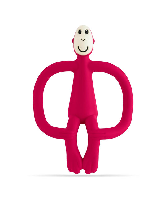 Matchstick Monkey Original Teether & Gel Applicator – Silicone Baby Teether, Easy-to-Grip, BPA-Free, Supports Self-Soothing & Early Brushing, 3 Months+, 4 Inches, Rubine Red