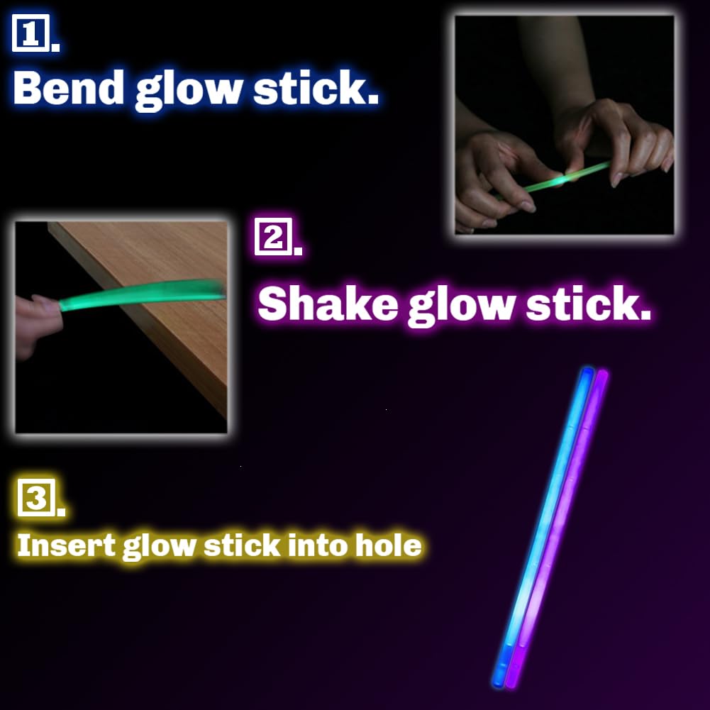 UMEELR 50 Pcs Glow Sticks with 24 Pcs Cards, Easter Egg Basket Stuffing,Egg Hunt Party Favors School Classroom Prize