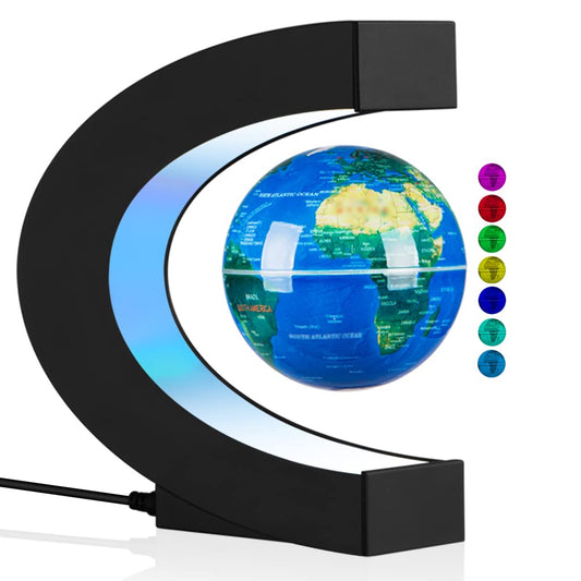 Levitating Globe with LED Lights, Multi-Color Changing Magnetic Levitation Globe Rotating Floating World Map Lamp Office Home Desk Decoration for Friend Birthday Gifts
