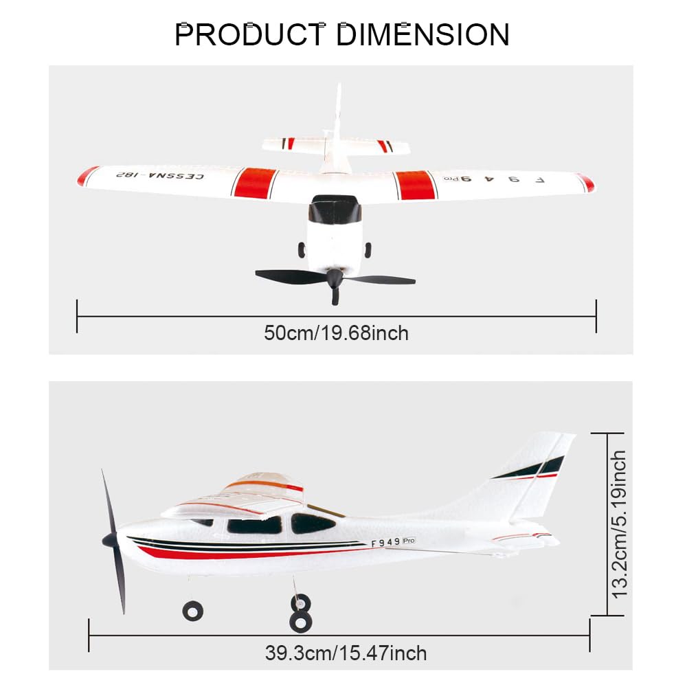 Park10 Toys RC Airplane F949pro RC Plane 1020 Motor 3CH 2.4GHZ EPP RC Plane for Adults CESSNA-182 3D6G Gyroscope RTF RC Glider Planes with 2 Batteries Replaceable Parts (2BSL)