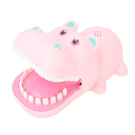 Watris Veiyi Portable Cartoon Hippo Mouth Toy with Teeth, Hippo Dentist Kid Toy for Playing&Training, Hippo Gags Joke Toy, Bite Finger Board Game Kids Toys for Parent-Child Activities