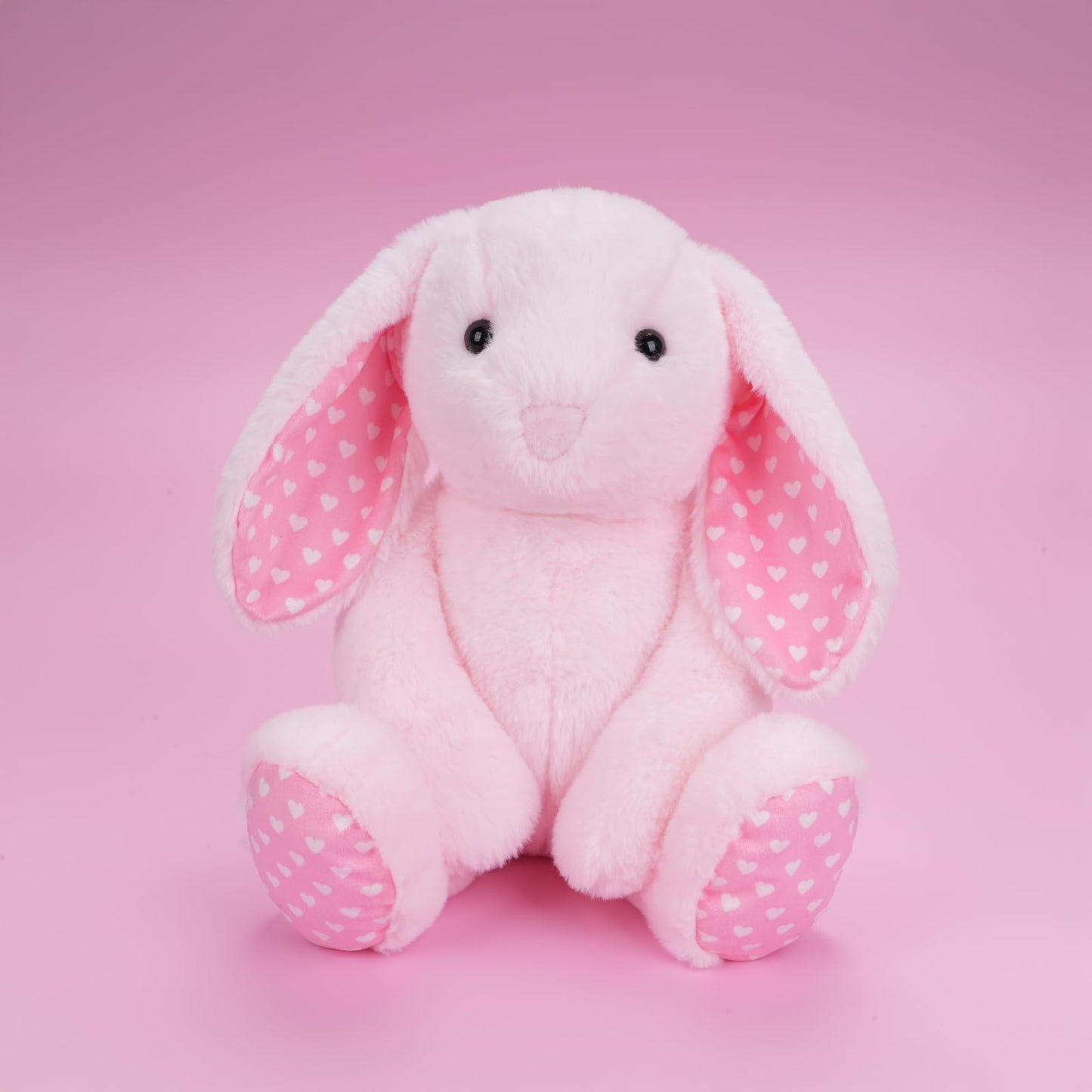 WEIGEDU Pink Rabbit Bunny Stuffed Animal Plush Toys with Floppy Ears & Heart Print for Lover, Kids, Boys, Girls, Babies - Perfect Birthday Nursery Décor Easter Christmas Bedtime Gift