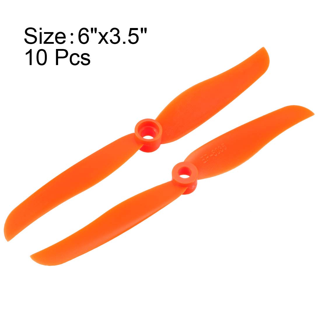 uxcell RC Propellers CW 6035 6x3.5 Inch 2-Vane Fixed-Wing for Airplane Toy, Nylon Orange 10pcs with Adapter Rings