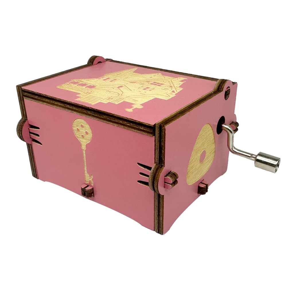 Music Box with Image Engraved Wooden Gifts Mini Musical Box Play Can Can - Orpheus in The Underworld for Birthday/Anniversary/Valentine's Day/Christmas (Pink)