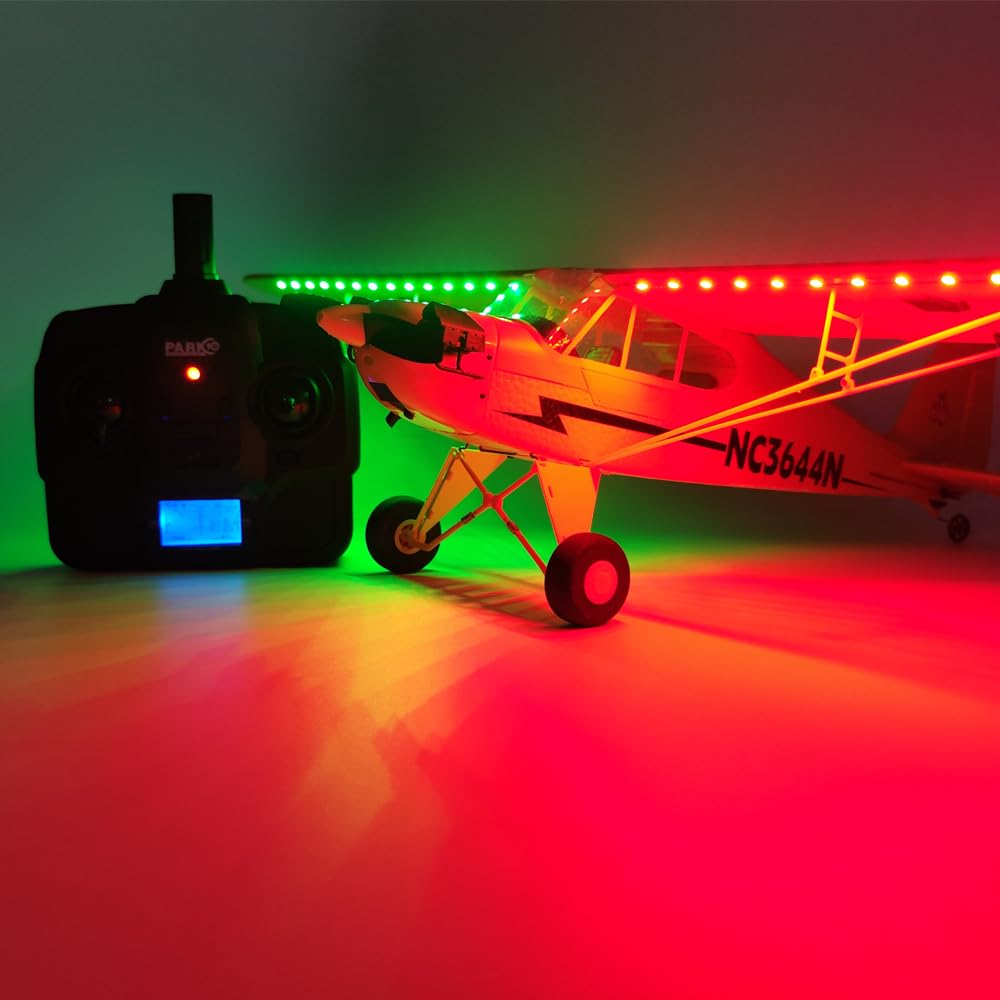 Park10 Toys J3-CUB RC Plane 5CH Remote Control Airplane for Adults 1406 Brushless Motor Outdoor 3D6G Fixed Wing Stunt RC Aircraft with Replaceable Parts (Yellow 2B+LED)