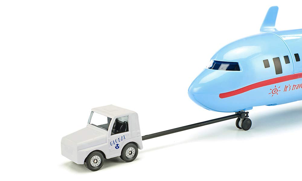 Siku 5402, Airliner with Accessories, Plastic, Light Blue, Multifunctional, Can be Combined Models of The Same Scale