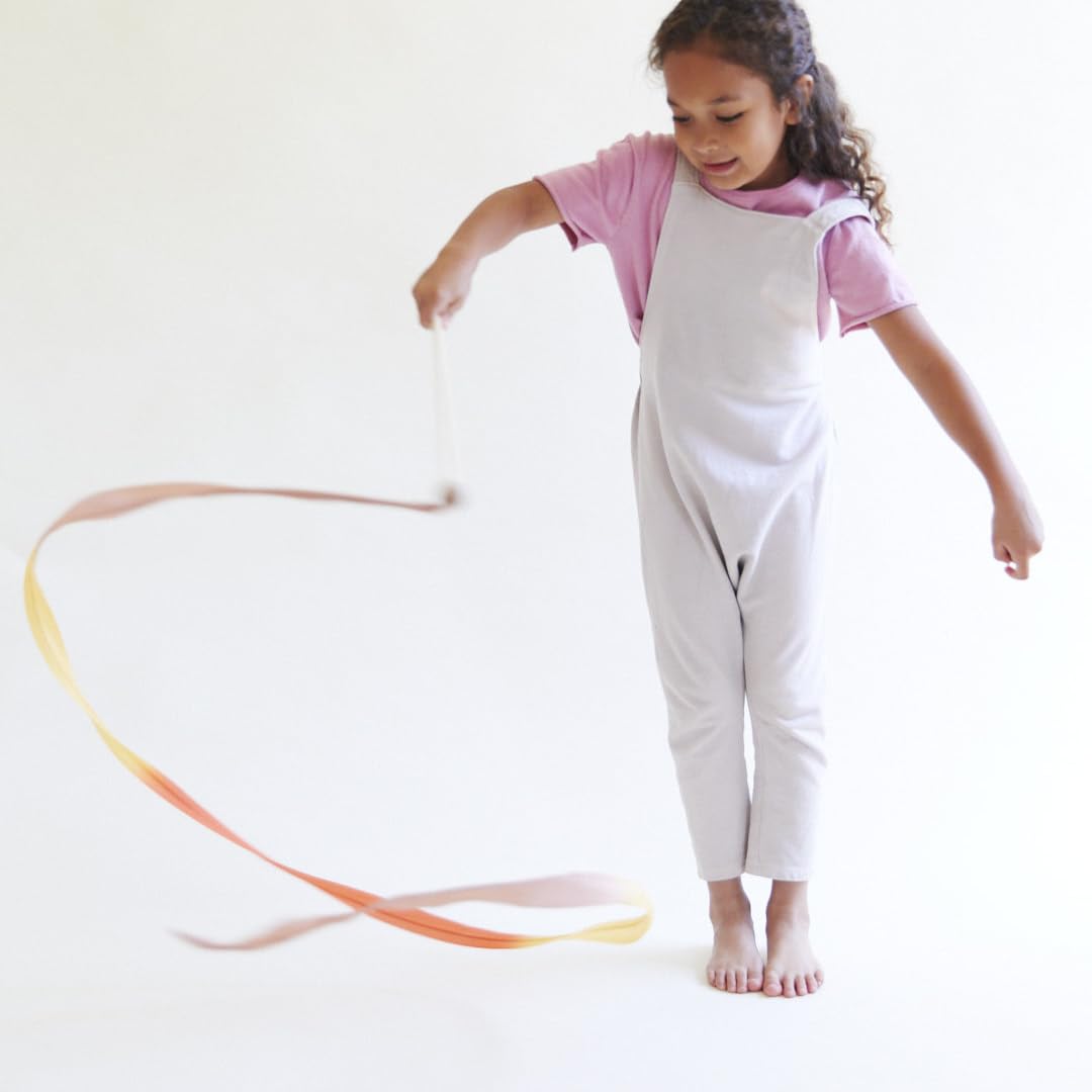 Sarah's Silks Boho Rainbow Streamer - 8' Long Ribbon Wand for Kids, Pretend Play, Dance, Baton Stick Twirling, and Gymnastics Party Favors | 100% Silk and Wood Montessori and Waldorf Toys (1)