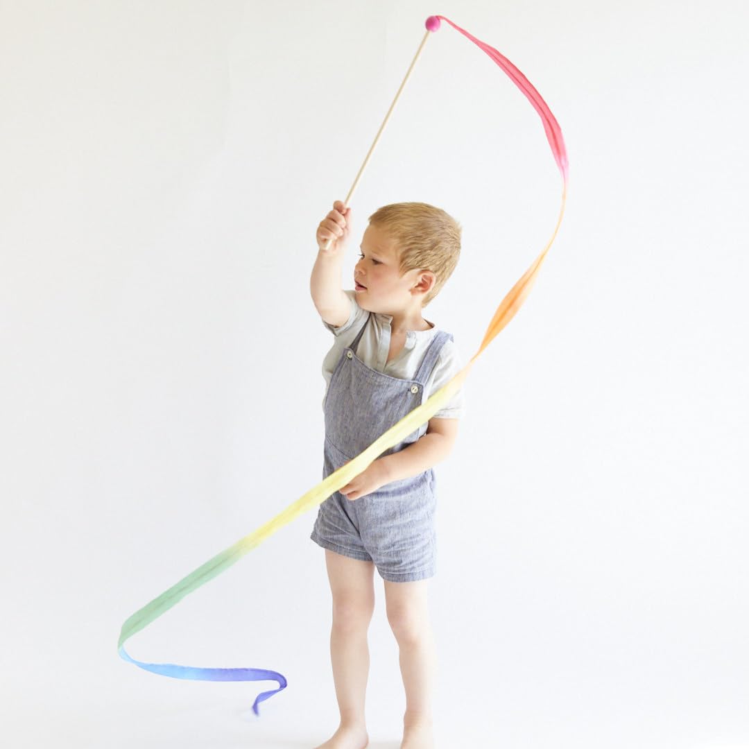 Sarah's Silks Pink Rainbow Streamer | Ribbon Dancer Toy
