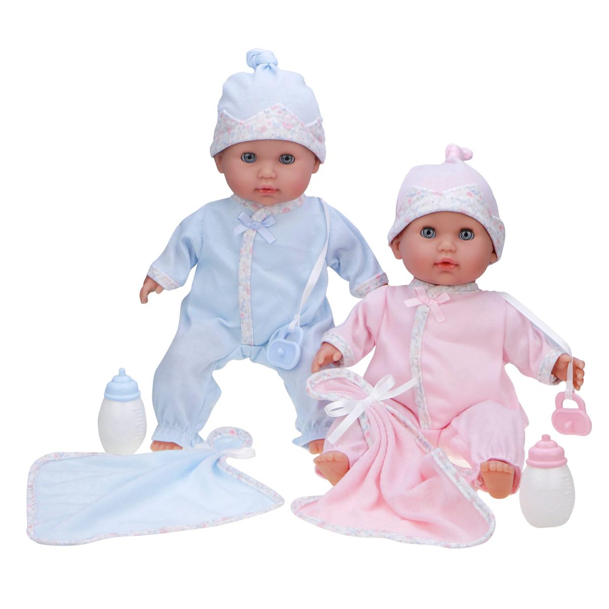 JC Toys 12.5” Nonis Twin Baby Dolls Set – Boy & Girl Soft-Body Dolls with Accessories | Realistic Twins Playset
